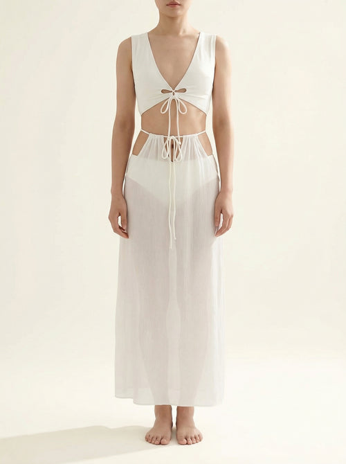 The Capri — White Crop Tie-Back Bikini Set - 01-model-front-hero