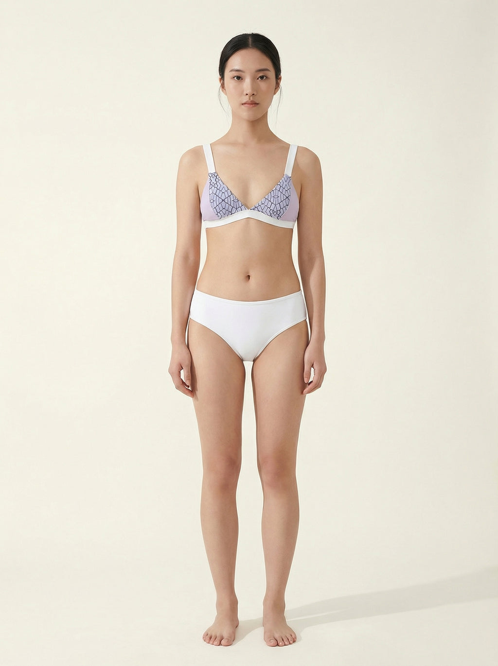 The Mosaic — Lavender Geometric Print Bikini - 01-model-front-hero