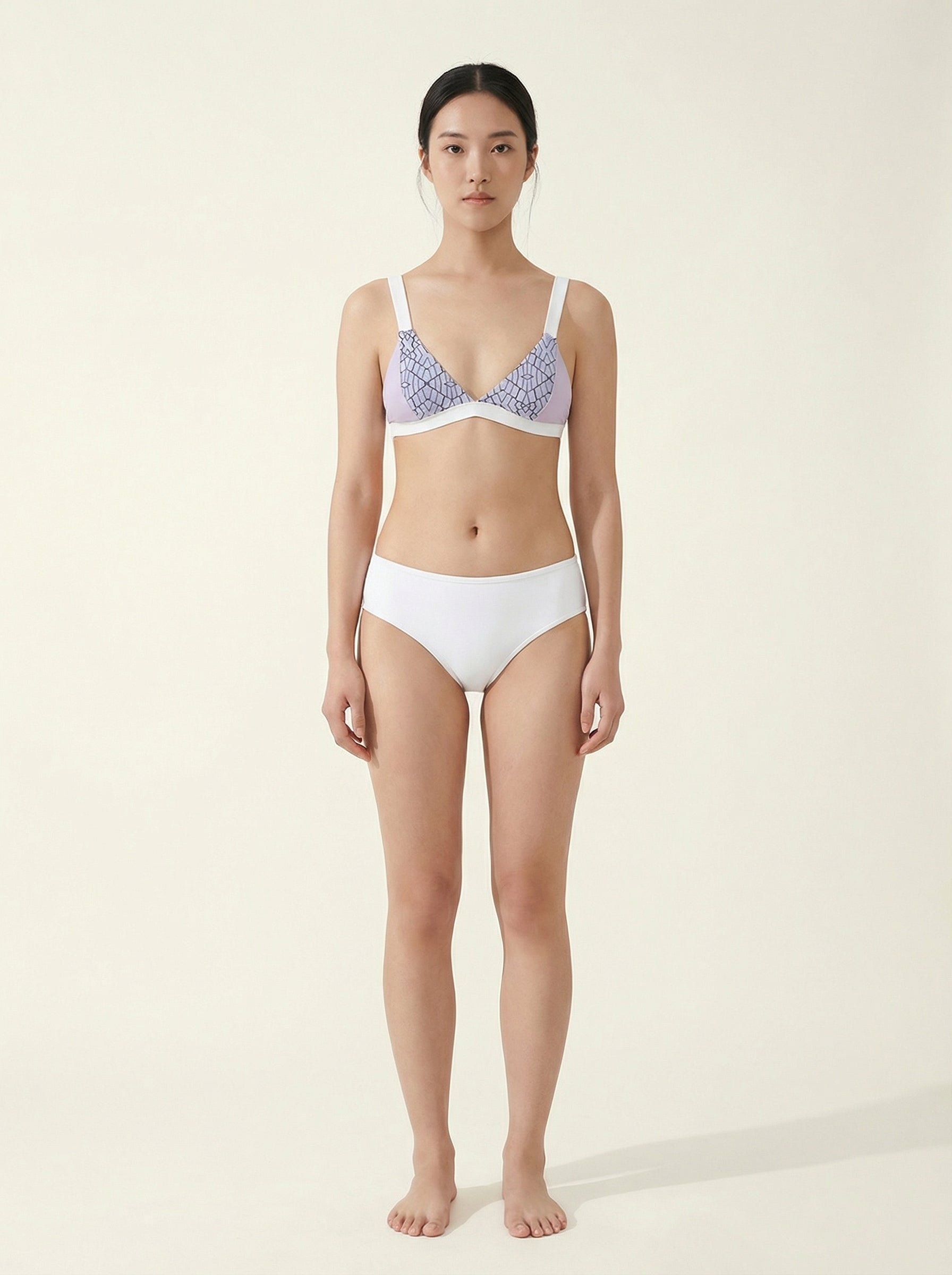 The Mosaic — Lavender Geometric Print Bikini - 01-model-front-hero