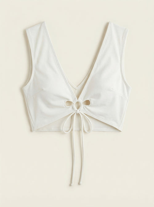 The Capri — White Crop Tie-Back Bikini Set - 01-pure-background-main