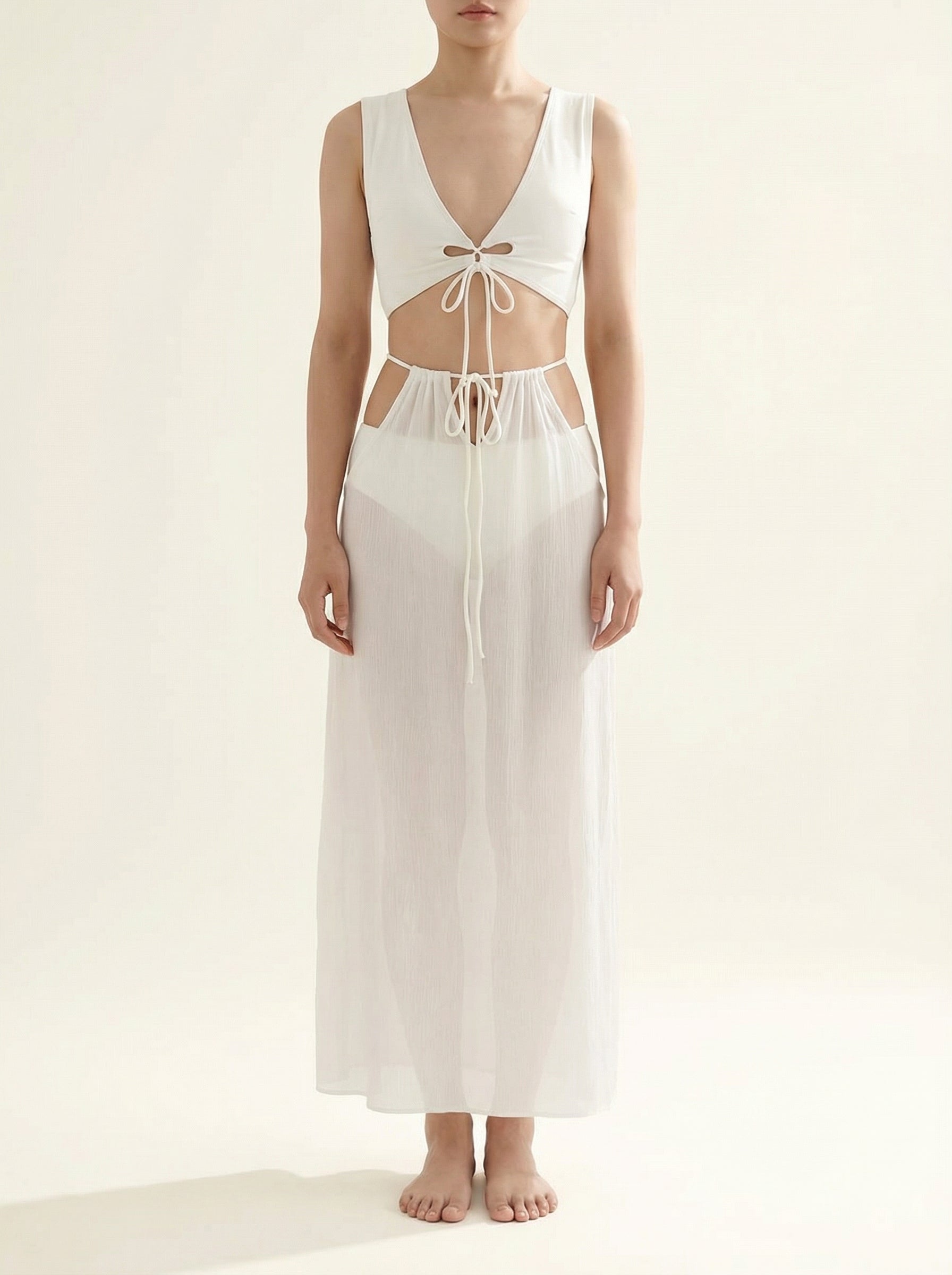 The Capri — White Crop Tie-Back Top - 03-model-front-context