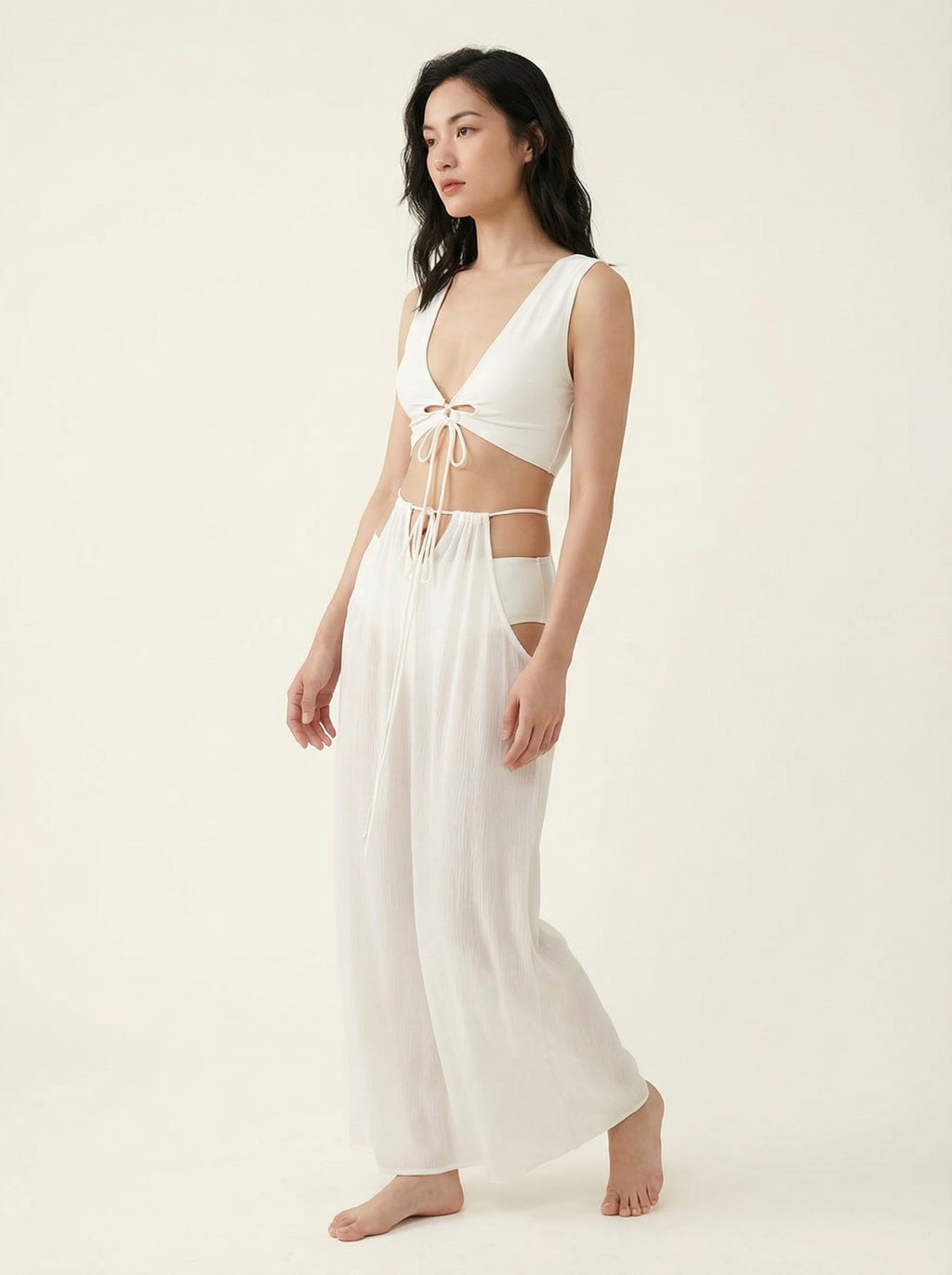 The Capri — White Wrap Skirt Cover-Up - 04-model-angle-context