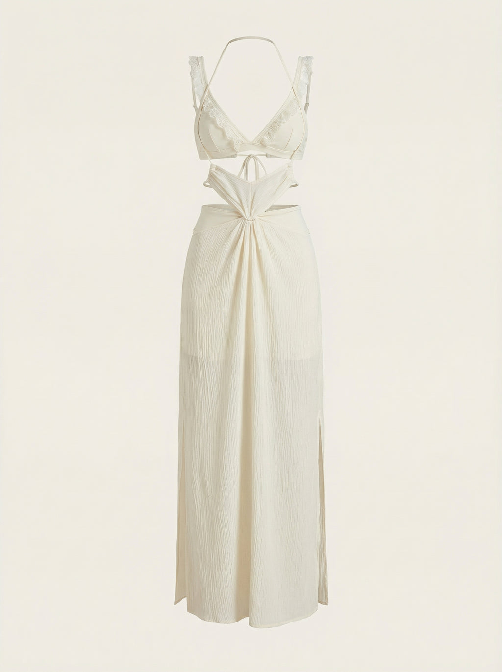 The Solène — Cream Cutout Maxi Swim Dress - 04-no-model-front