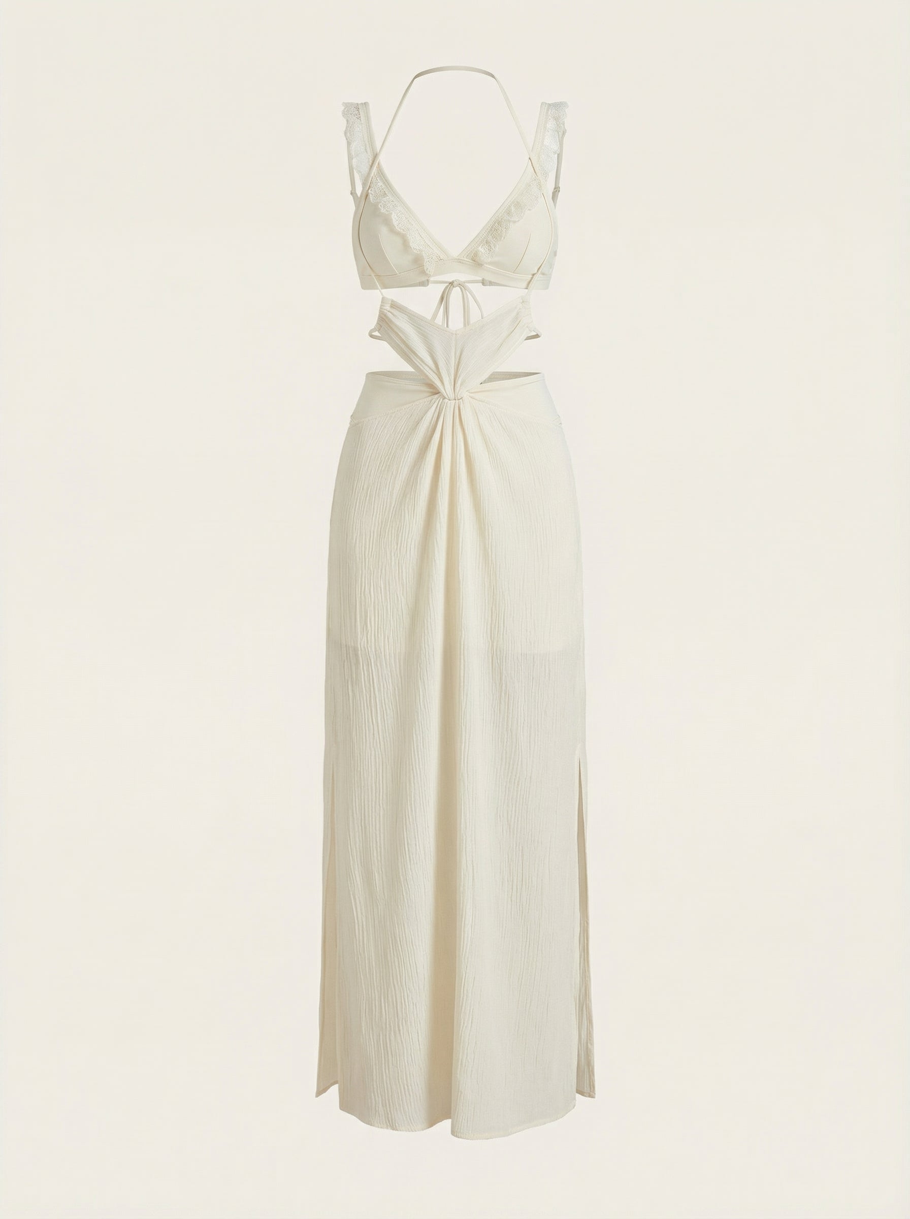 The Solène — Cream Cutout Maxi Swim Dress - 04-no-model-front