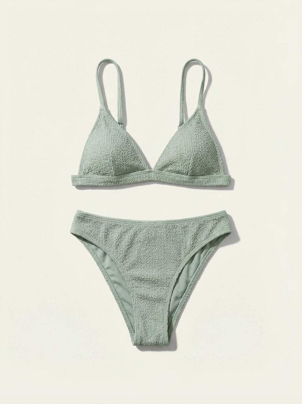 The Sienna — Sage Crinkle Triangle Bikini Set - 04-no-model-front