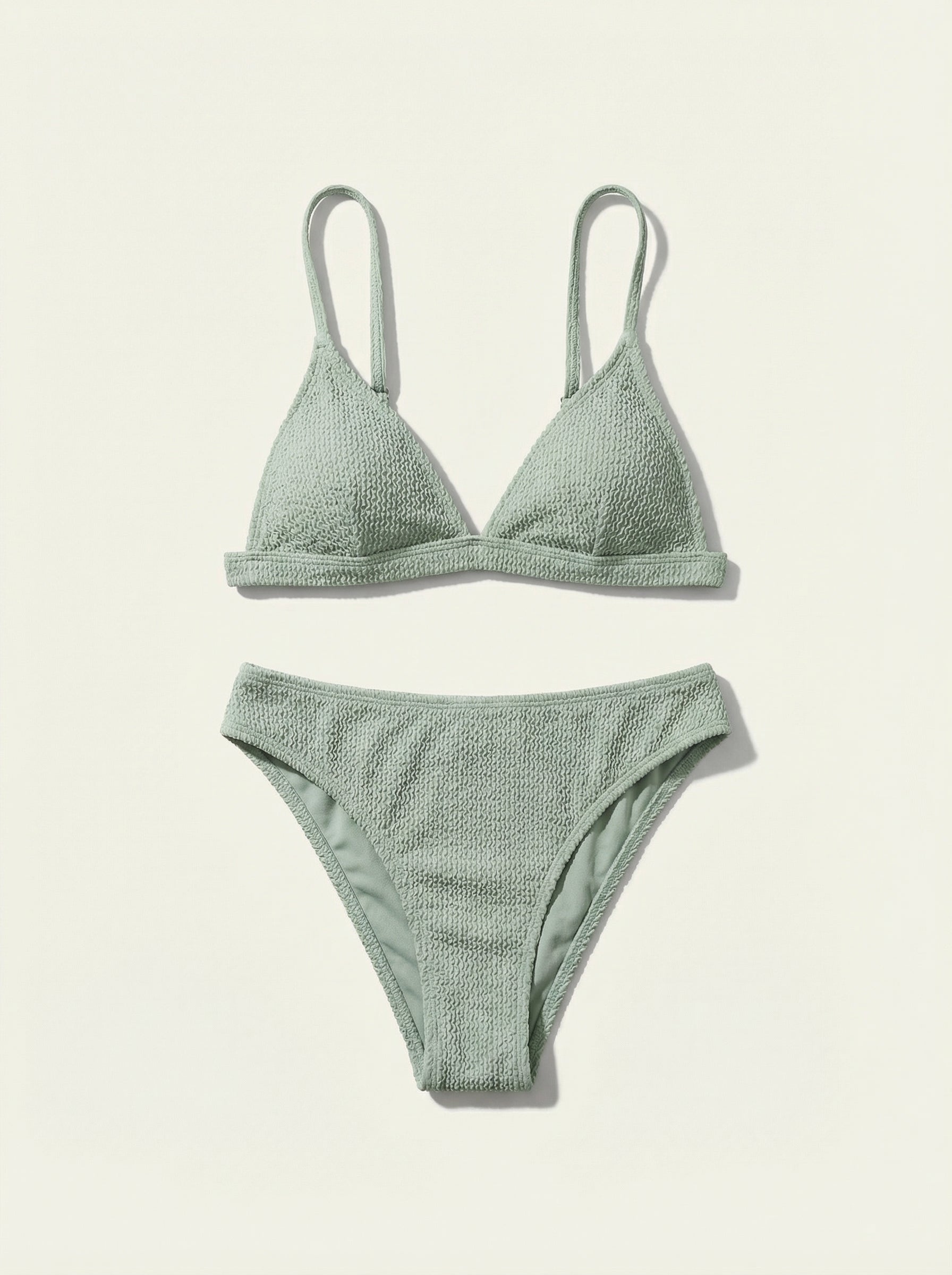 The Sienna — Sage Crinkle Triangle Bikini Set - 04-no-model-front