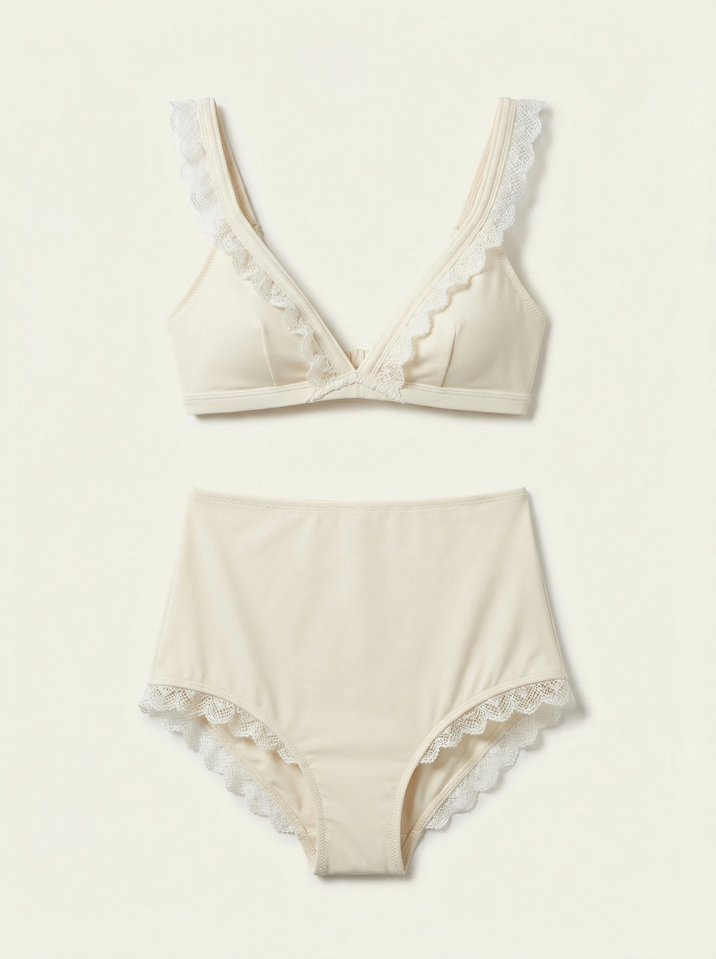 The Colette — Cream Lace-Trim High-Waist Bikini - 04-no-model-front