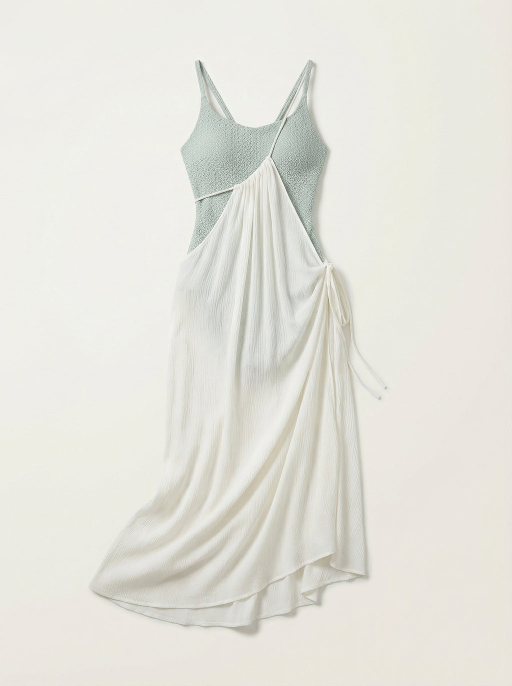 The Riviera — Sage Swim Set with Flowing Wrap Skirt - 04-no-model-front