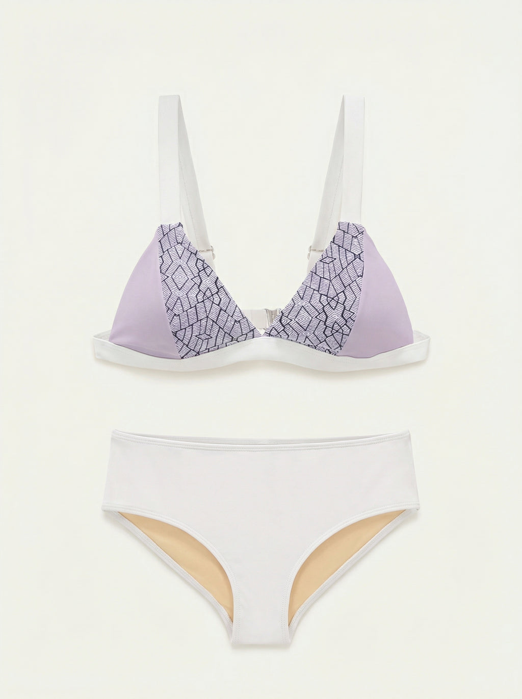 The Mosaic — Lavender Geometric Print Bikini - 04-no-model-front