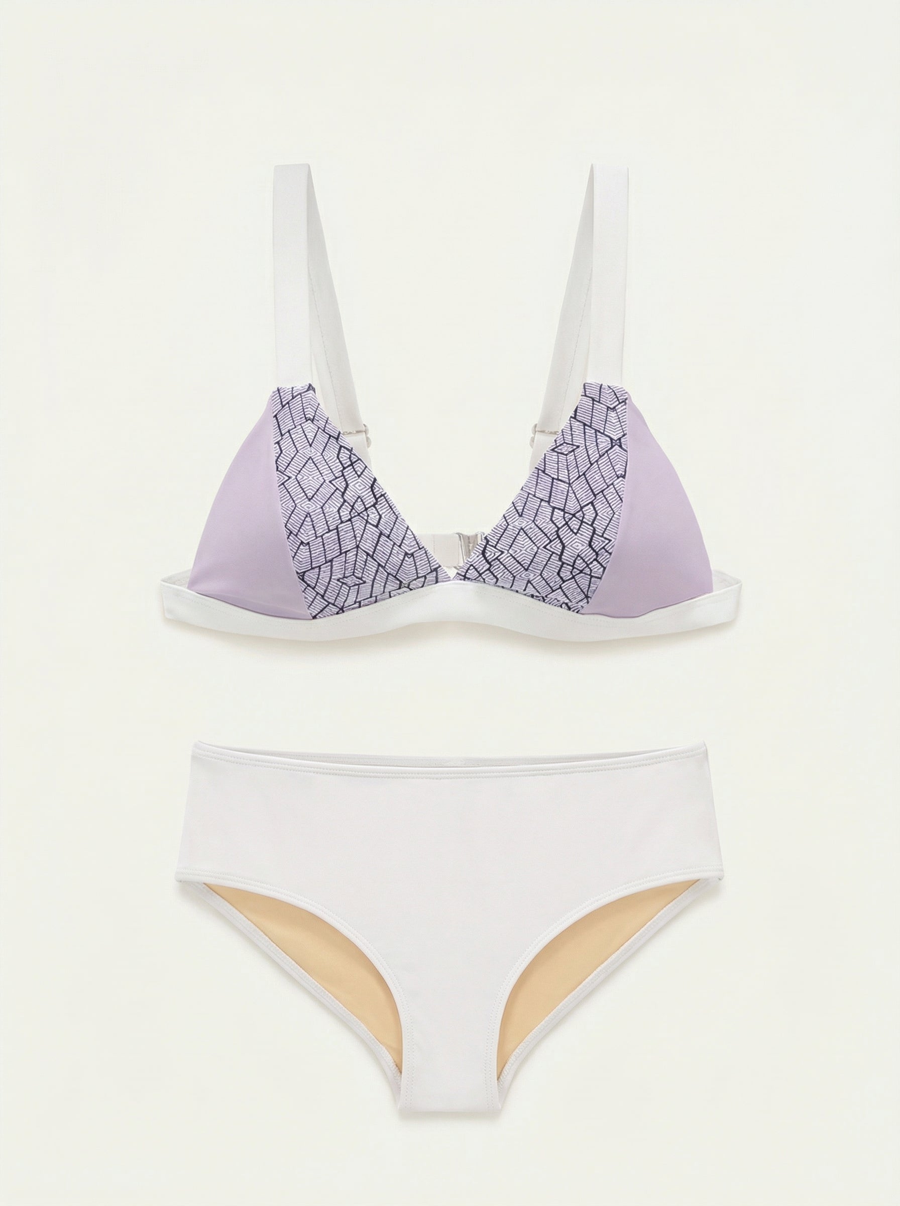 The Mosaic — Lavender Geometric Print Bikini - 04-no-model-front