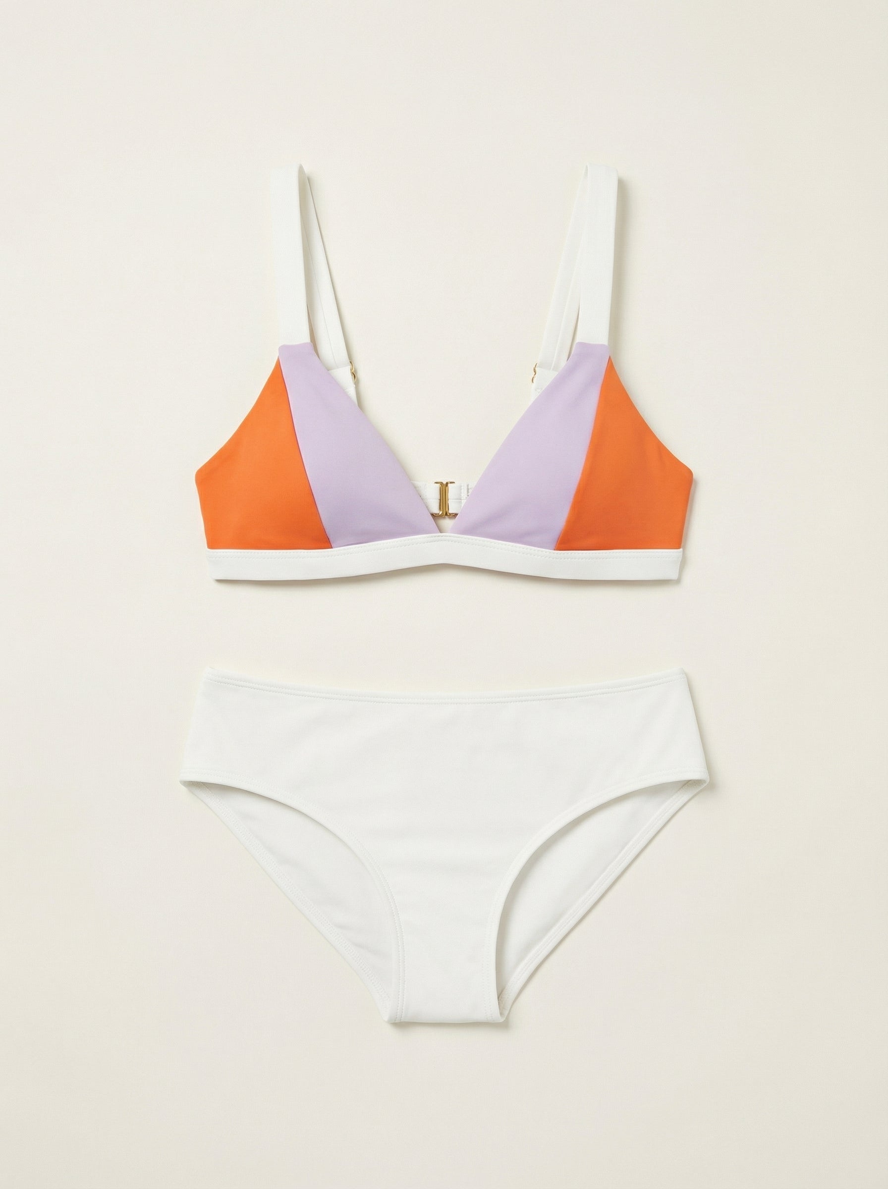 The Amalfi — Color-Block Triangle Bikini in Sunset - 04-no-model-front