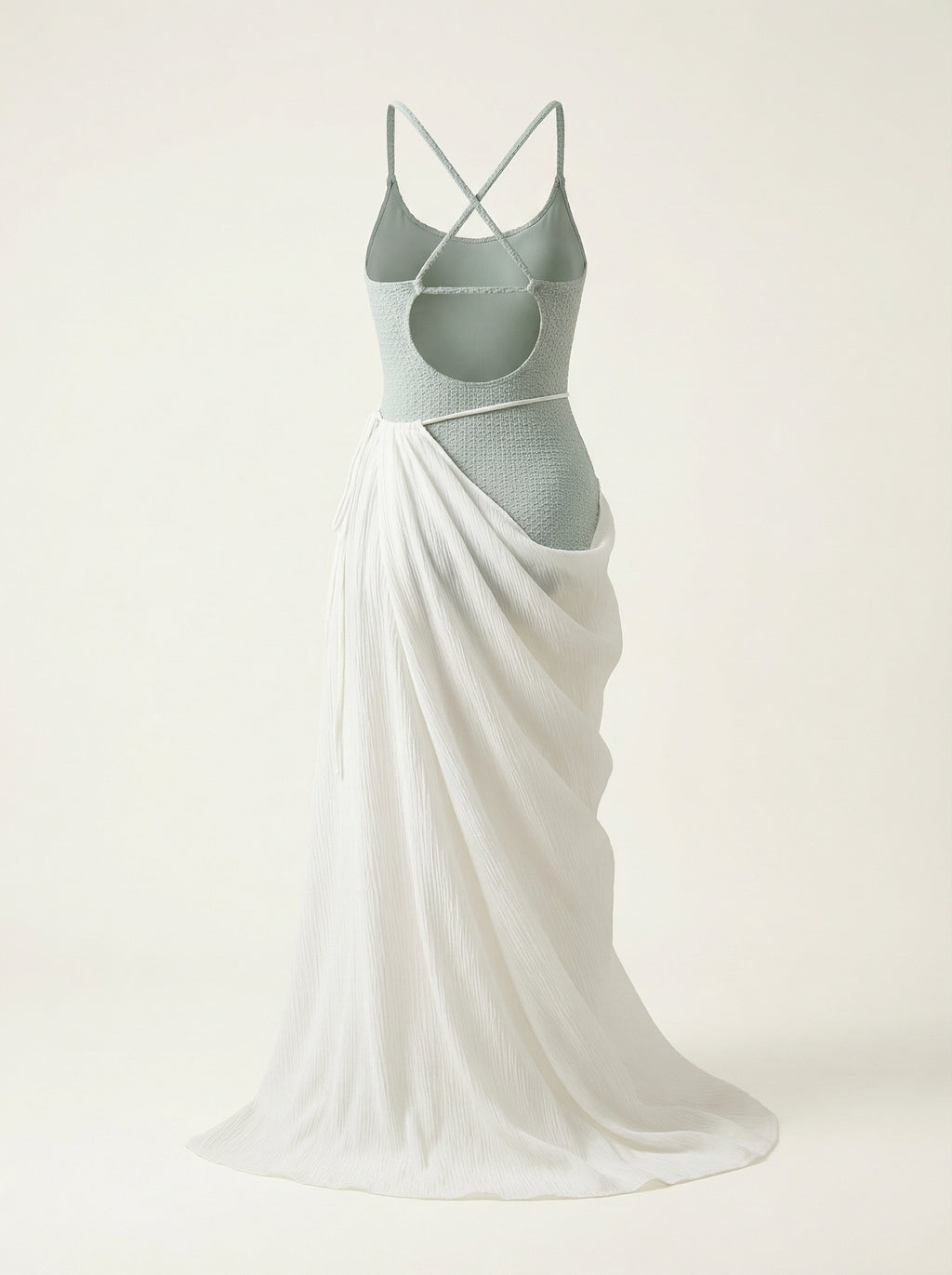 The Riviera — Sage Swim Set with Flowing Wrap Skirt - 05-no-model-alt