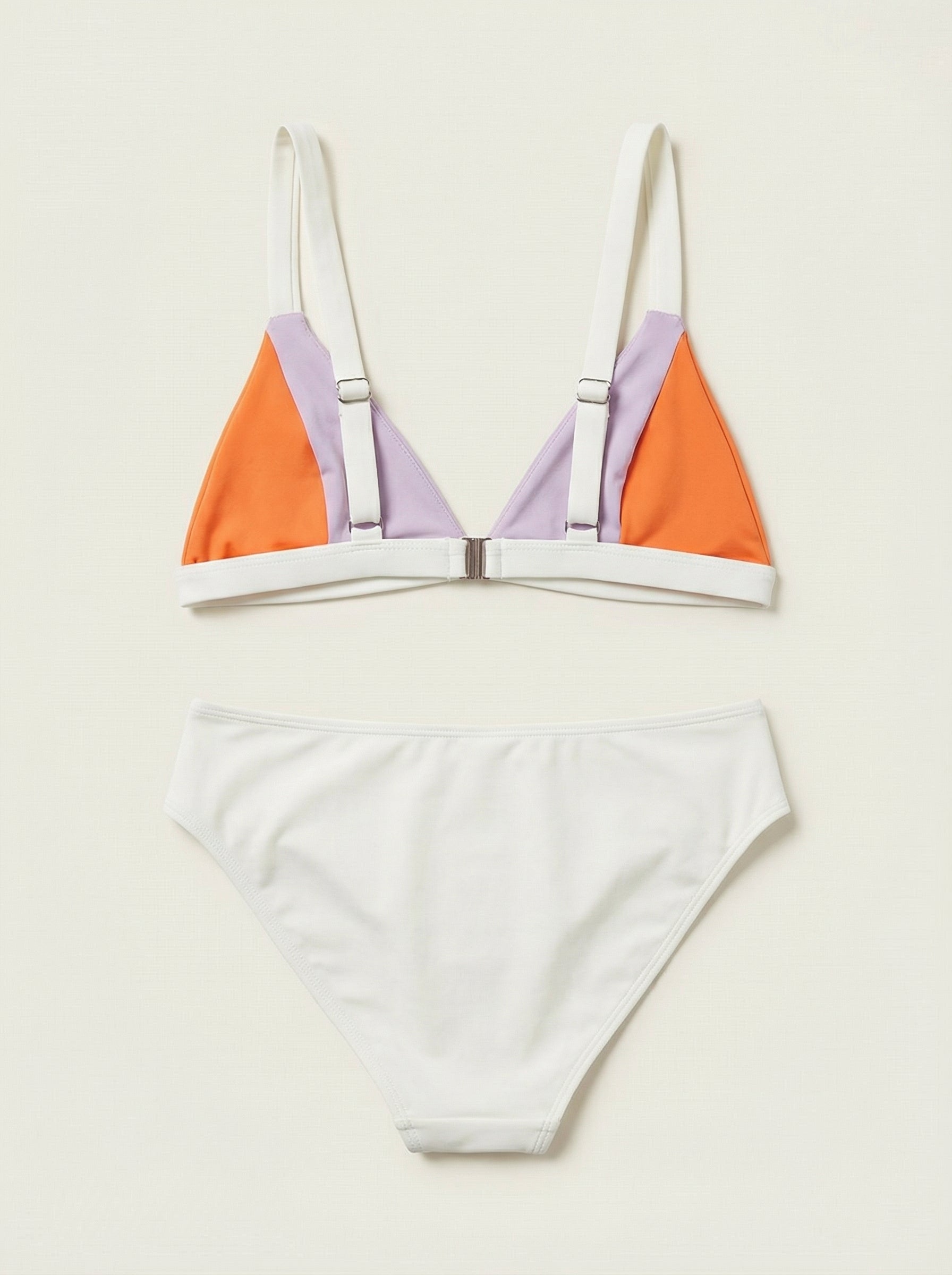 The Amalfi — Color-Block Triangle Bikini in Sunset - 05-no-model-alt