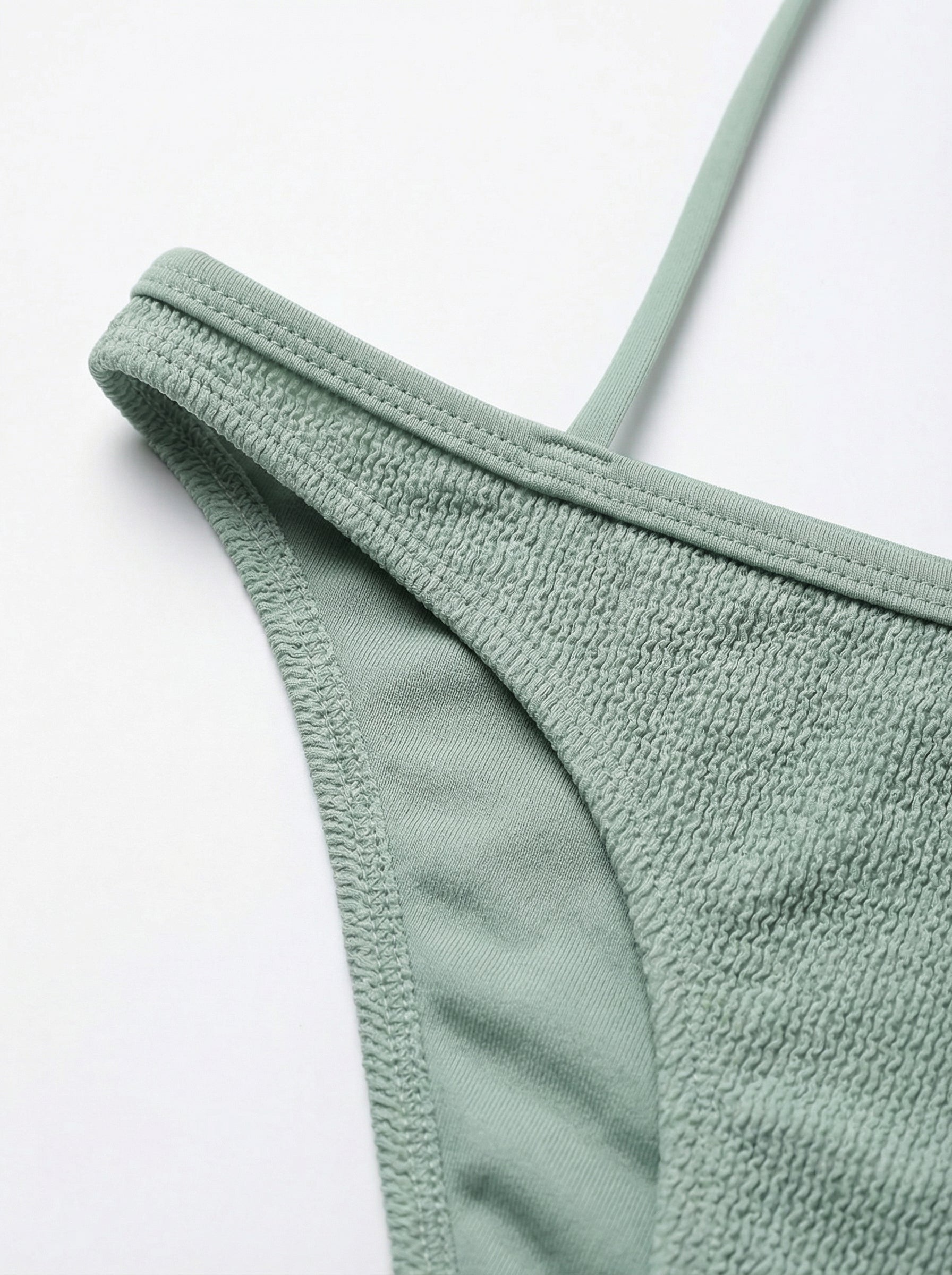 The Sienna — Sage Crinkle Triangle Bikini Set - 07-detail-2